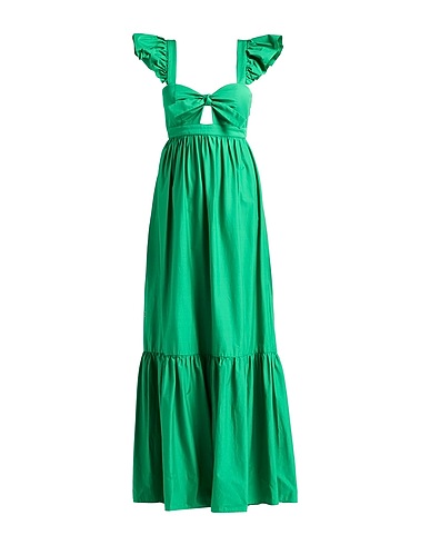 JIJIL Long dress Green 66% Cotton, 31% Polyamide, 3% Elastane