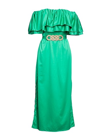 SIMONA CORSELLINI Vestito midi Verde 100% Poliestere, Poliammide, Elastan