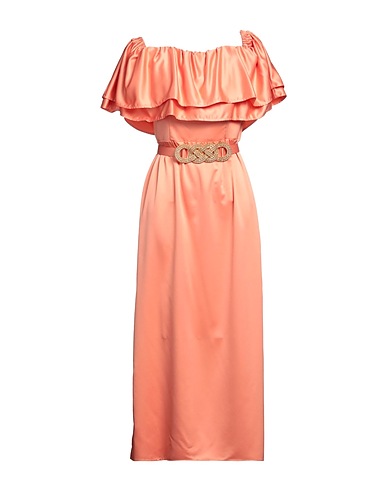SIMONA CORSELLINI Vestito midi Salmone 100% Poliestere, Poliammide, Elastan