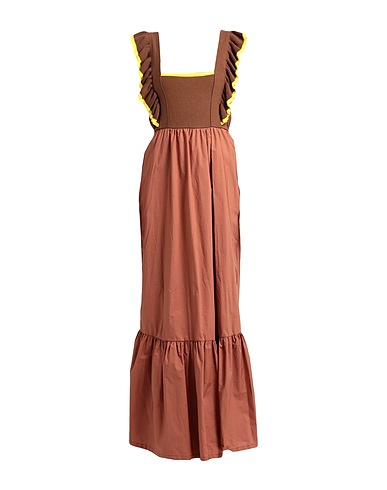 MARIUCCIA Vestido largo Marrón 100% Algodón