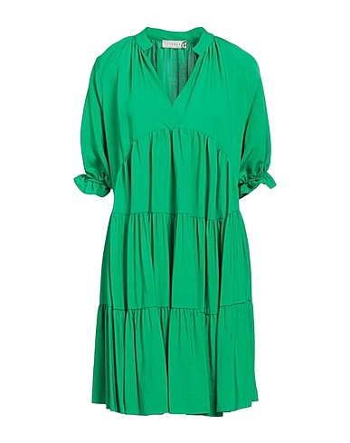 HAVEONE Short dress Green 60% Viscose, 40% Linen
