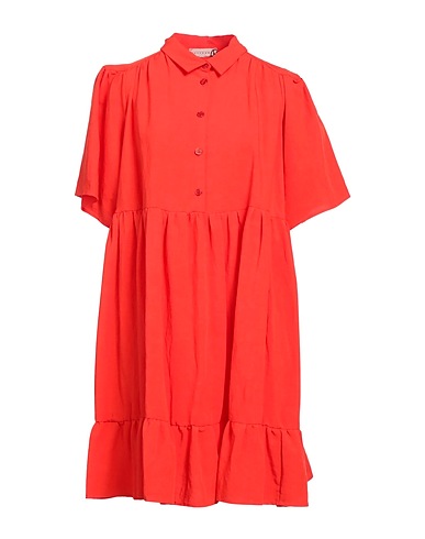 HAVEONE Shirt dress Red 60% Viscose, 40% Linen