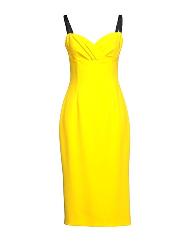 DOLCE&GABBANA Midi dress Yellow 76% Polyester, 13% Viscose, 6% Elastane, 5% Silk