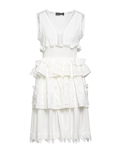 VANESSA SCOTT Robe courte Blanc 97% Polyester, 3% Élasthanne
