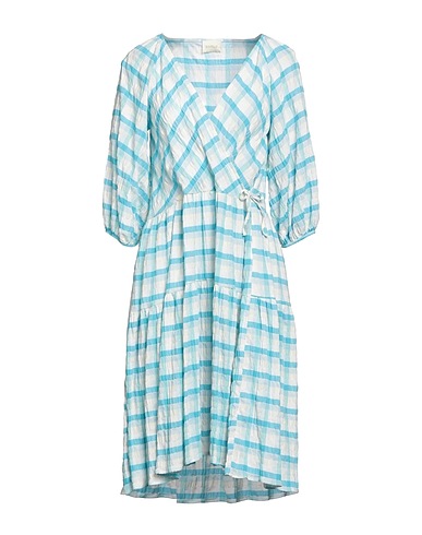BOHELLE Vestito midi Azzurro 50% Cotone, 48% Viscosa, 1% Poliammide, 1% Elastan