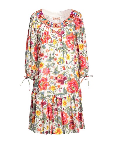TWINSET Midi dress White 80% Cotton, 20% Silk, Polyester