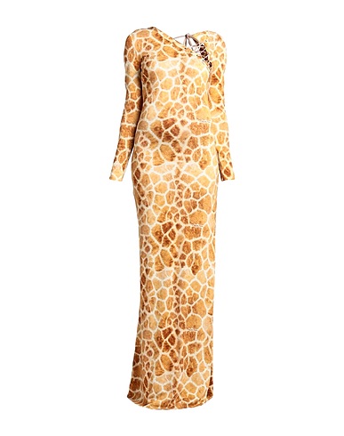 ELISABETTA FRANCHI Long dress Camel 96% Viscose, 4% Elastane