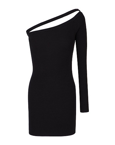 8 by YOOX One-shoulder dress CUT OUT OFF SHOULDER KNIT MINI DRESS
 Black 63% Viscose, 34% Recycled polyamide, 3% Elastane