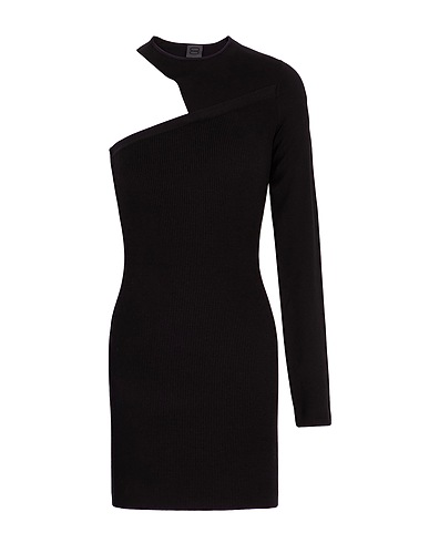 8 by YOOX One-shoulder dress VISCOSE KNIT CUT OUT MINI DRESS
 Black 63% Viscose, 34% Recycled polyamide, 3% Elastane