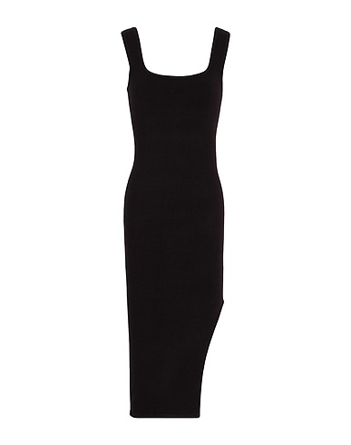 8 by YOOX Midi dress SLEEVELESS KNIT MIDI DRESS W/ SIDE SPLIT
 Black 82% Viscose, 16% Recycled polyamide, 2% Elastane
