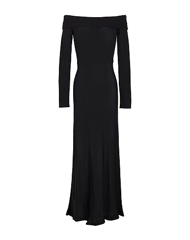 8 by YOOX Long dress VISCOSE BLEND OFF SHOULDER LONG SLEEVE MIDI DRESS
 Black 75% Viscose, 25% Recycled polyamide