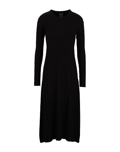8 by YOOX Midi-Kleid VISCOSE DIAMOND PLEATED MIDI DRESS
 Schwarz 90% Viskose, 10% Recyceltes Polyamid