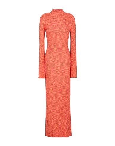8 by YOOX Long dress VISCOSE MIDI DRESS
 Coral 90% Viscose, 10% Recycled polyamide