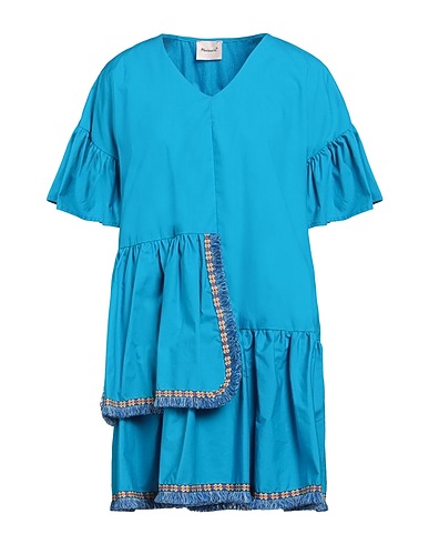 MARIUCCIA Short dress Azure 100% Cotton