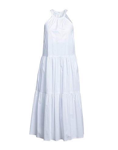 ALPHA STUDIO Robe mi-longue Blanc 98% Coton, 2% Élasthanne