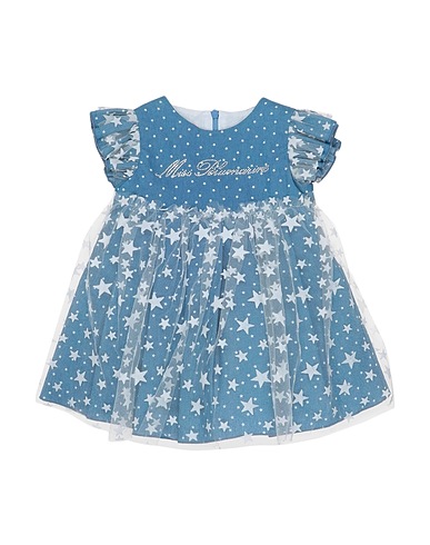 MISS BLUMARINE Vestido para bebé  Blue 65% Cotton, 35% PES - Polyethersulfone