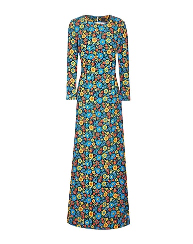 8 by YOOX Vestito lungo PRINTED LONG DRESS
 Blu 100% Poliestere