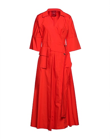 CO.GO Long dress Red 97% Cotton, 3% Elastane