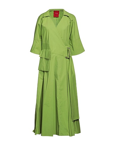CO.GO Long dress Green 97% Cotton, 3% Elastane