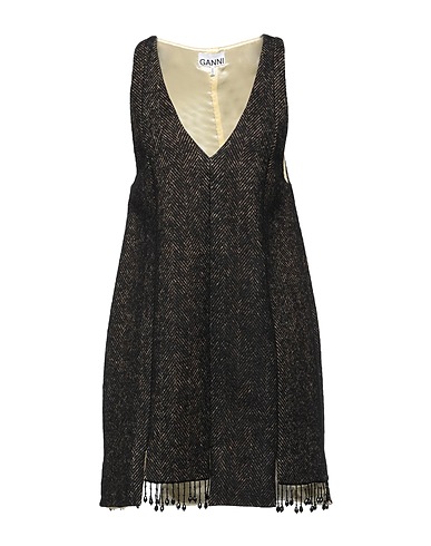 GANNI Short dress Black 47% Polyester, 20% Recycled cotton, 12% Wool, 11% Cotton, 10% Alpaca wool