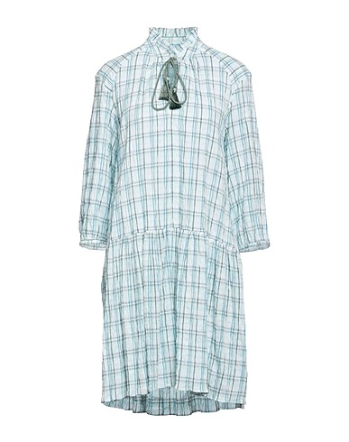 KATIA GIANNINI Short dress Sky blue 58% Viscose, 40% Cotton, 1% Polyamide, 1% Elastane