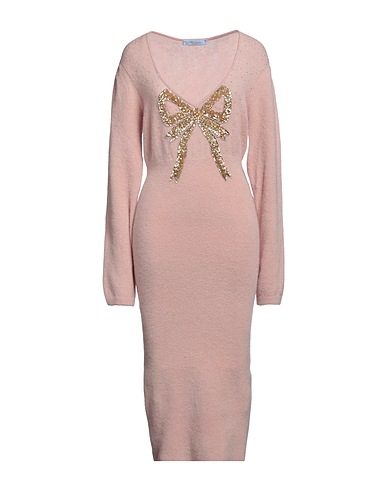 BLUMARINE Midi dress Light brown 49% Polyamide, 36% Mohair wool, 9% Wool, 6% Elastane