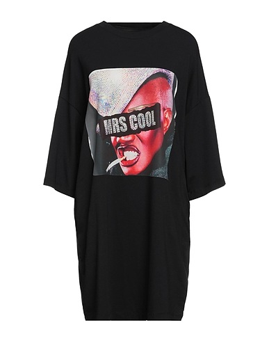 BRAND UNIQUE Short dress Black 92% Cotton, 8% Elastane