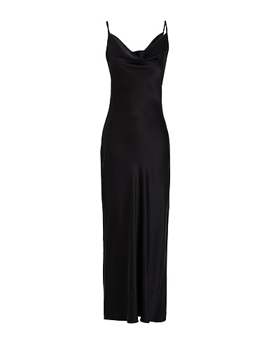 8 by YOOX Long dress SILK COWL-NECK MIDI DRESS
 Black 100% Silk