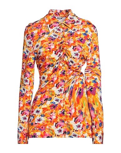 MSGM Floral shirts & blouses Orange 96% Viscose, 4% Elastane