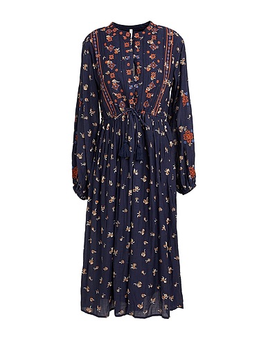 PEPE JEANS ひざ丈ワンピース ミッドナイトブルー コットン 72% / キュプラ 28%