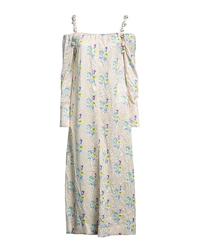 GANNI Long dress Beige 95% Polyester, 5% Elastane