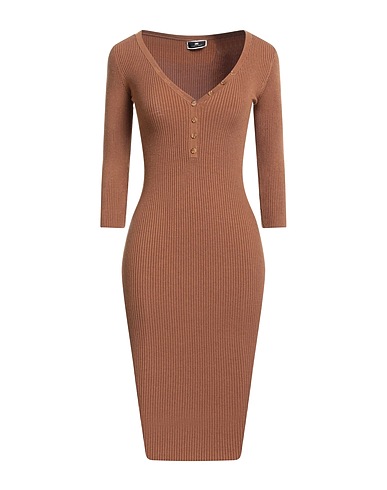 ELISABETTA FRANCHI DRESSES Light brown 57% Lyocell, 25% Silk, 16% Polyamide, 2% Elastane