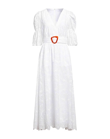 IVY OAK ひざ丈ワンピース ホワイト ポリエステル 54% / オーガニックコットン 46%