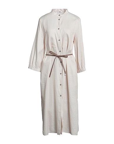 PESERICO Midi dress Beige 67% Ramie, 18% Silk, 15% Cotton