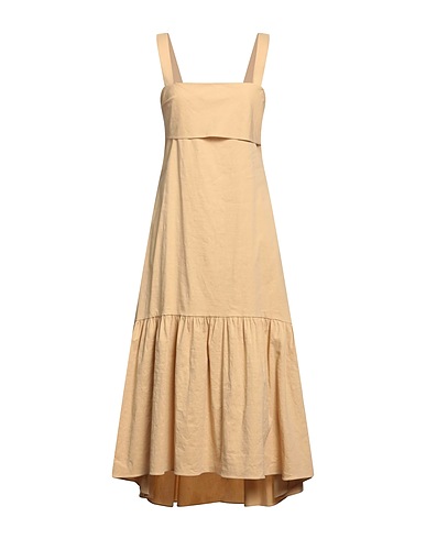 THEORY Midi dress Beige 62% Linen, 36% Viscose, 2% Elastane