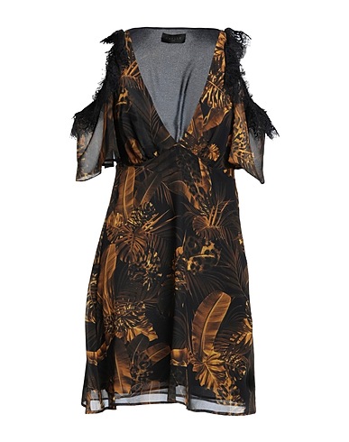 GAëLLE Paris Short dress Brown 100% Polyester, Polyamide