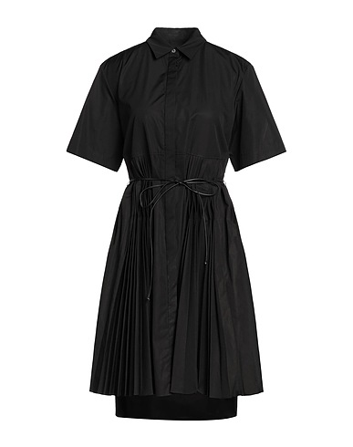 GIOVANNI BEDIN Shirt dress Black 100% Cotton, Soft Leather