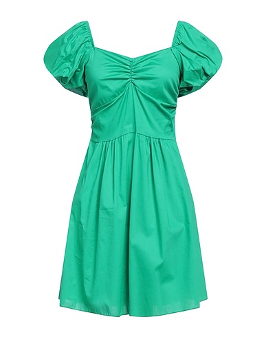 EIKI Short dress Emerald green 98% Cotton, 2% Elastane