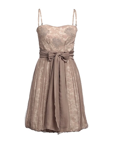 X'S MILANO Pleated dress Taupe 40% Silk, 30% Polyester, 30% Nylon