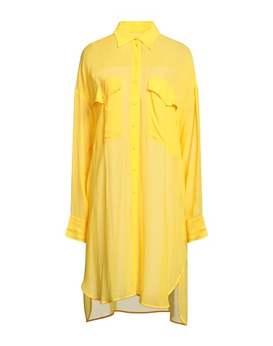 FISICO Vestito chemisier Giallo 100% Viscosa