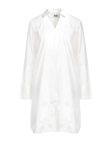 ALPHA STUDIO Shirt dress White 95% Cotton, 5% Elastane