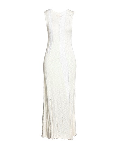 VIRGINIA BIZZI Long dress Ivory 65% Polyester, 31% Viscose, 4% Elastic fibres