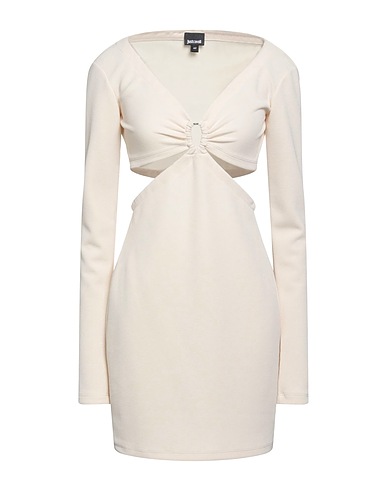 JUST CAVALLI Short dress Beige 95% Polyester, 5% Elastane