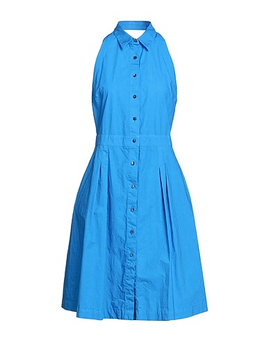 HER SHIRT HER DRESS Midi dress Azure 97% Cotton, 3% Elastane