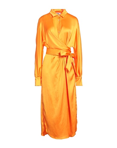 MSGM Midi dress Orange 65% Recycled polyester, 35% Polyacrylic