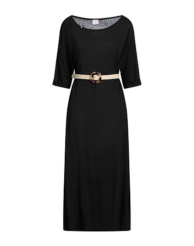 SUN 68 Midi-Kleid Schwarz 100% Leinen