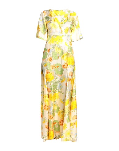 CALIBAN Long dress Yellow 100% Silk