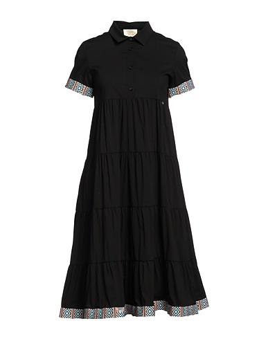 VERYSIMPLE シュミーズドレス ブラック コットン 65% / ナイロン 31% / ポリウレタン 4%