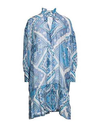 CALIBAN Shirt dress Azure 70% Cotton, 30% Silk