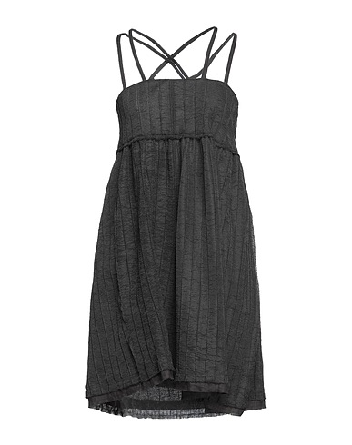 A_ME Vestito corto Nero 80% Poliestere, 20% Cotone, Lino, Elastan